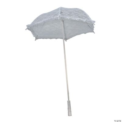 White Lace Parasol with Ruffles