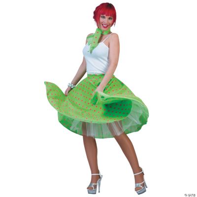 Sock Hop Skirt Green Pink Adult Women’s Costume