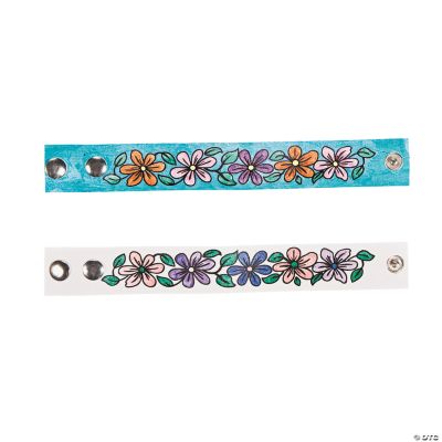 Color Your Own Imitation Leather Flower Bracelets