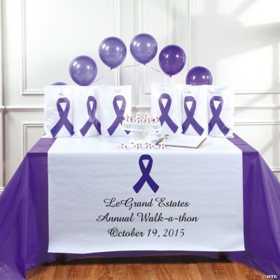 Personalized Awareness Purple Ribbon Table Runner