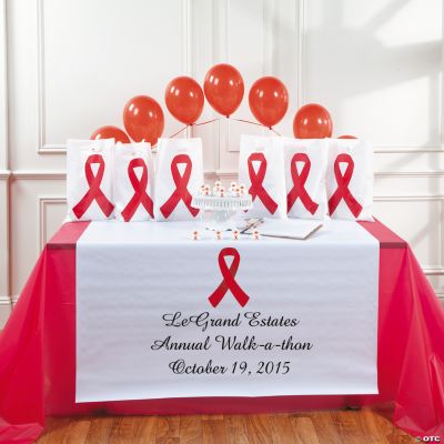 Personalized Awareness Red Ribbon Table Runner