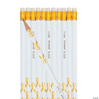 Personalized Gold Awareness Ribbon Pencils