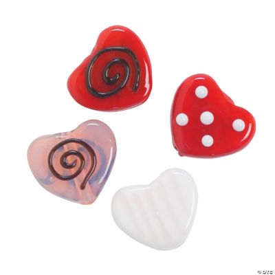 Flat Lampwork Heart Beads