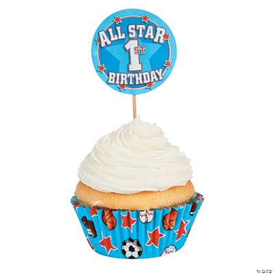 1st Birthday “All-Star” Baking Cups With Picks