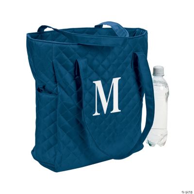 Monogrammed Navy Blue Quilted Tote