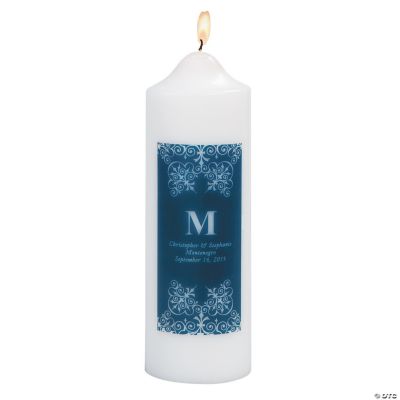 Personalized Navy Blue Monogram Pillar Candle
