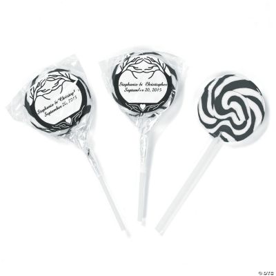 Personalized Wedding Tree Swirl Pops - Black