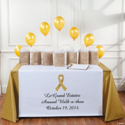 Personalized Gold Awareness Ribbon Table Runner