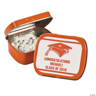 Personalized Orange Graduation Mint Tins