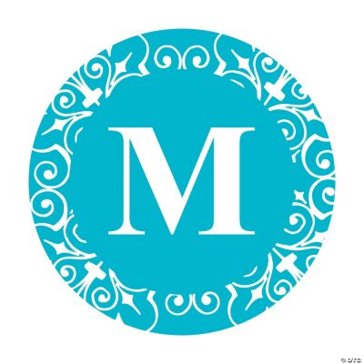 Personalized Turquoise Monogram Wedding Favor Stickers