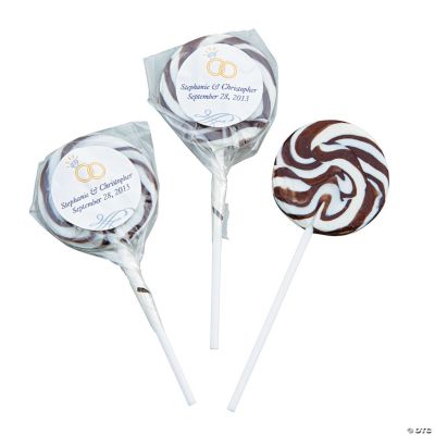 Personalized Black Wedding Ring Swirl Pops