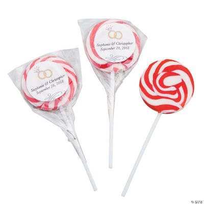 Personalized Red Wedding Ring Swirl Pops