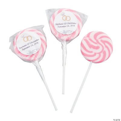 Personalized Pink Wedding Ring Swirl Pops