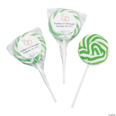 Personalized Green Wedding Ring Swirl Pops
