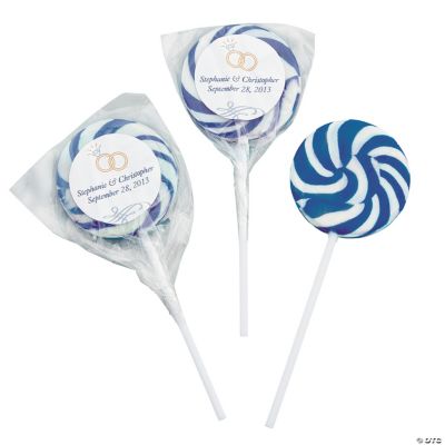 Personalized Blue Wedding Ring Swirl Pops