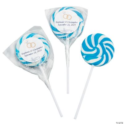 Personalized Light Blue Wedding Ring Swirl Pops