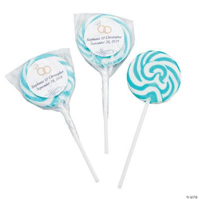Personalized Aqua Blue Wedding Ring Swirl Pops