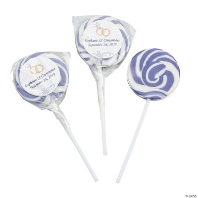 Personalized Wedding Ring Swirl Pops - Purple