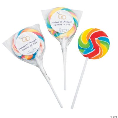 Personalized Rainbow Wedding Ring Swirl Pops