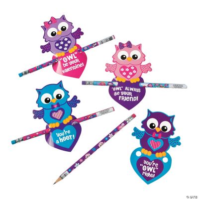 Valentine Owl Cards With Pencils