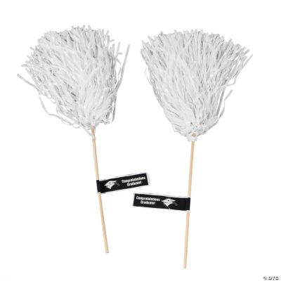 Personalized White Graduation Spirit Poms