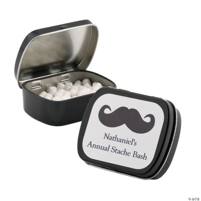 Personalized Black Mustache Mint Tins