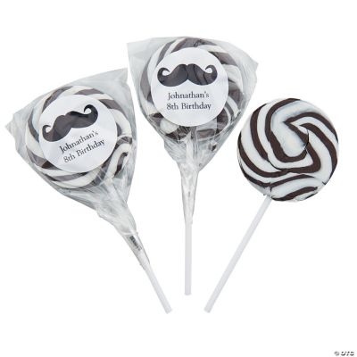 Personalized Mustache Black Swirl Pops