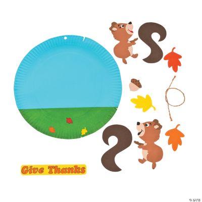 Paper Plate Give Thanks Squirrel Sign Craft Kit - Oriental Trading
