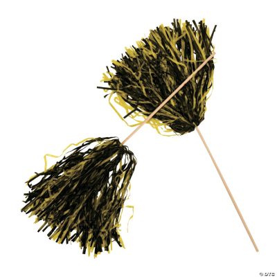 Black & Gold TwoTone Spirit PomPoms