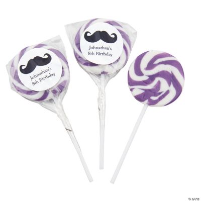 Personalized Moustache Bright Purple Swirl Pops