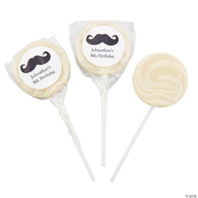 Personalized Moustache Diamond/Pearl Swirl Pops