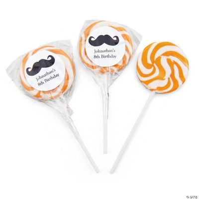 Personalized Moustache Gold Swirl Pops