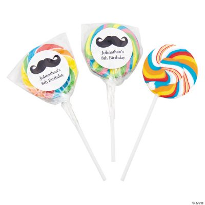 Personalized Moustache Rainbow Swirl Pops