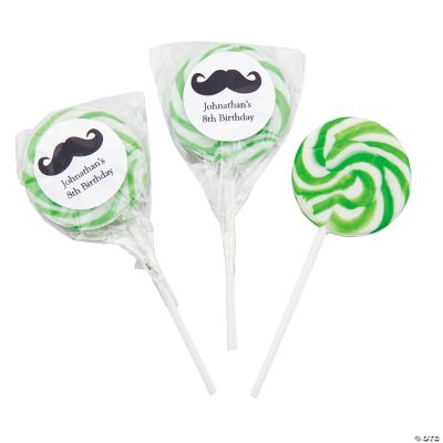 Personalized Moustache Green Swirl Pops