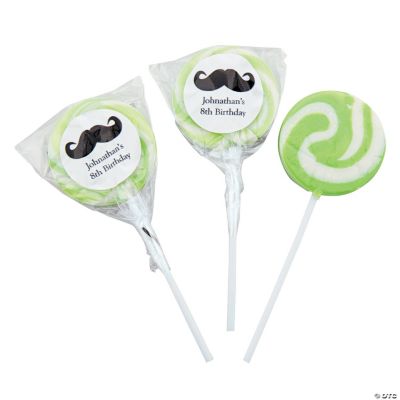 Personalized Moustache Light Green Swirl Pops