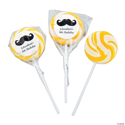 Personalized Moustache Yellow Swirl Pops