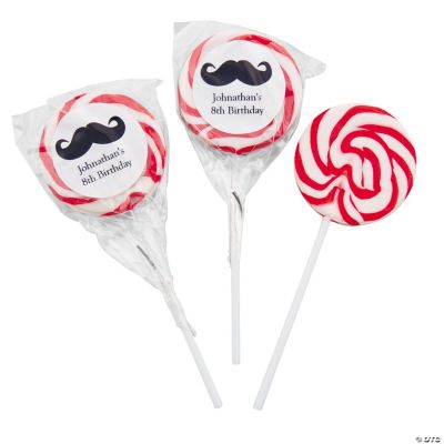 Personalized Moustache Red Swirl Pops