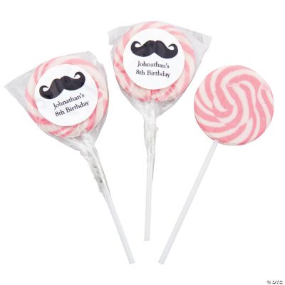 Personalized Moustache Pink Swirl Pops