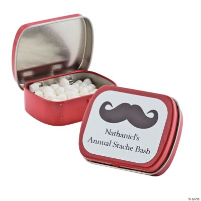 Personalized Red Moustache Mint Tins