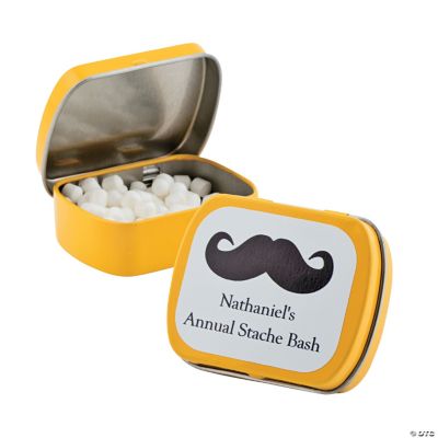 Personalized Yellow Moustache Mint Tins