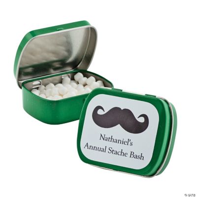 Personalized Green Mustache Mint Tins