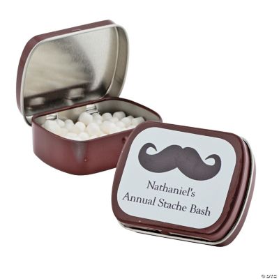 Personalized Burgundy Mustache Mint Tins