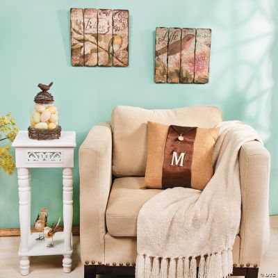 Ivory Throw with Bird Décor
