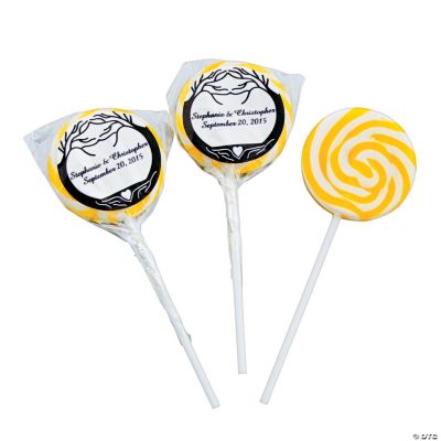Personalized Yellow Wedding Tree Swirl Pops