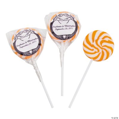 Personalized Orange Wedding Tree Swirl Pops