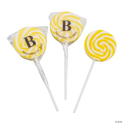Personalized Yellow Initial Swirl Pops