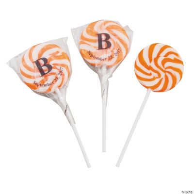 Personalized Orange Initial Swirl Pops
