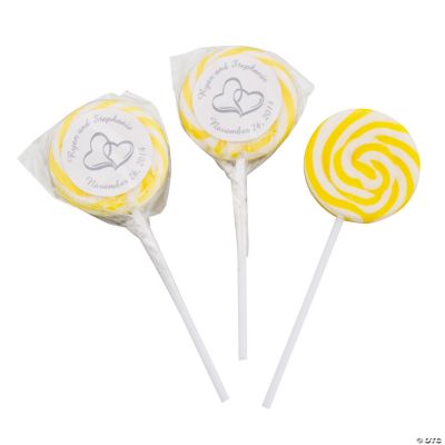Personalized Yellow Two Hearts Swirl Pops