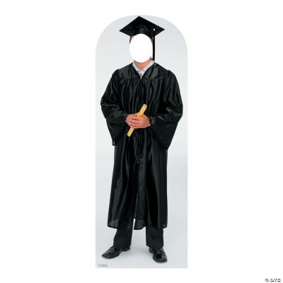 Male Graduate Black Cap & Gown Stand-In