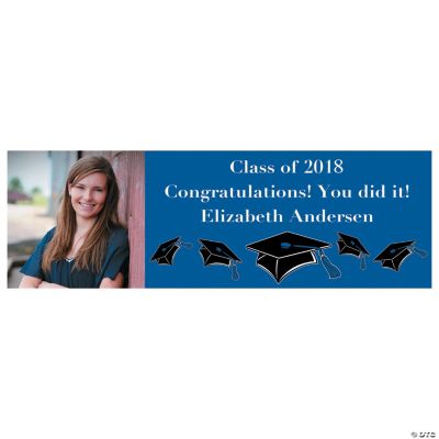 Medium Blue Graduation Custom Photo Banner